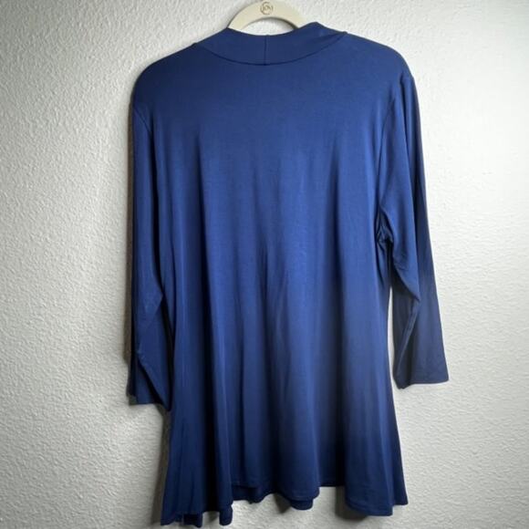 H by Halston Essentials Mock Neck 3/4-Sleeve Tunic Blue Sz L - Picture 6 of 8
